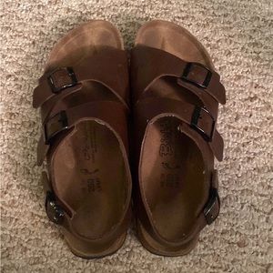 Birkenstock brown leather sandals with back strap